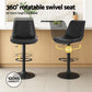 Set of 4 Goris Bar Stools Kitchen Swivel Gas Lift Counter Chair Diamond Leather - Black