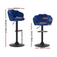 Set of 4 Naples Bar Stools Gas Lift Velvet - Blue