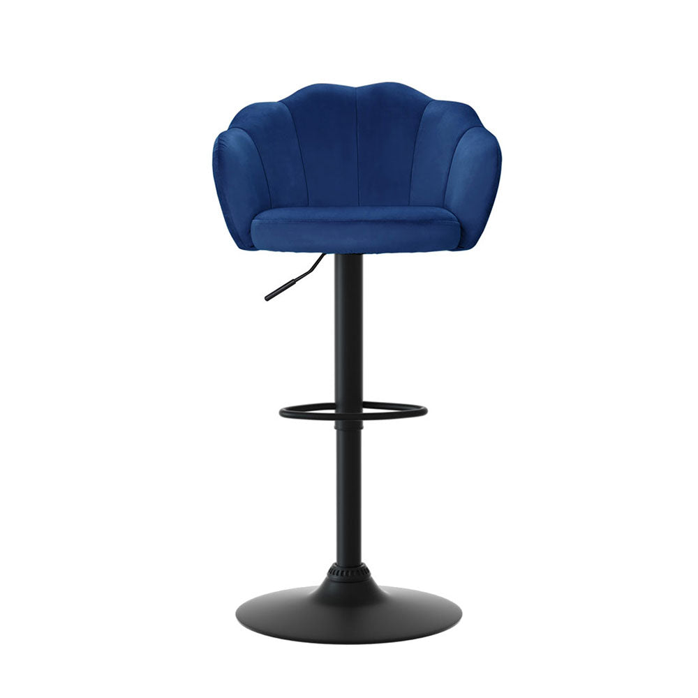 Set of 4 Naples Bar Stools Gas Lift Velvet - Blue