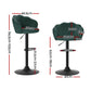 Set of 4 Naples Bar Stools Gas Lift Velvet - Green