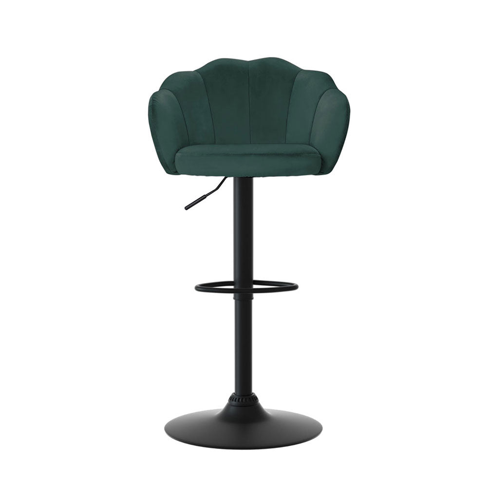 Set of 4 Naples Bar Stools Gas Lift Velvet - Green