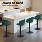 Set of 4 Naples Bar Stools Gas Lift Velvet - Green