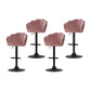 Set of 4 Naples Bar Stools Gas Lift Velvet - Pink