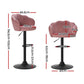 Set of 4 Naples Bar Stools Gas Lift Velvet - Pink