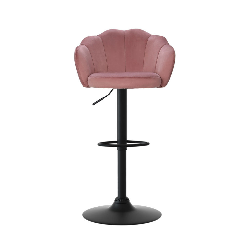 Set of 4 Naples Bar Stools Gas Lift Velvet - Pink