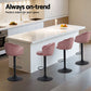 Set of 4 Naples Bar Stools Gas Lift Velvet - Pink