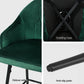 Set of 4 Munich Bar Stools Kitchen Stool Dining Chairs Velvet Chair Barstool - Green