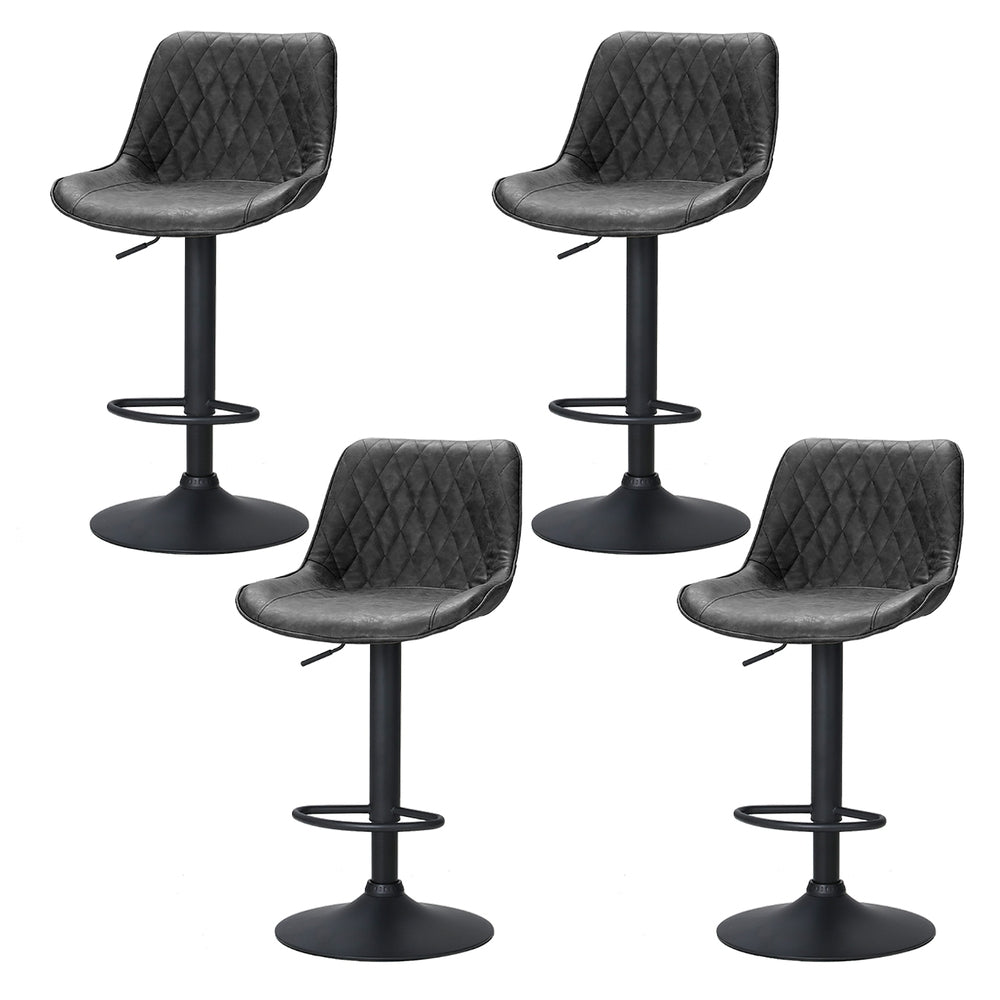 Set of 4 Barcelona Bar Stools Gas Lift Vintage Leather - Black