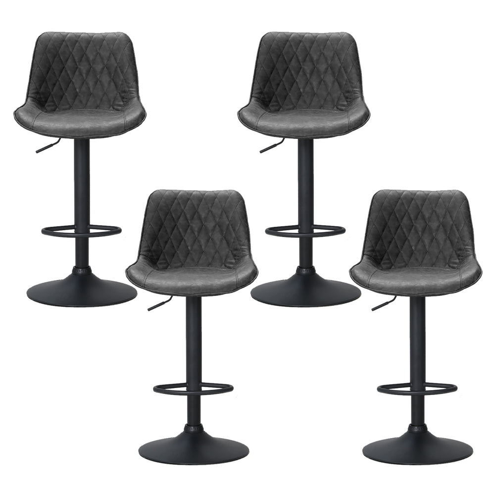 Set of 4 Barcelona Bar Stools Gas Lift Vintage Leather - Black