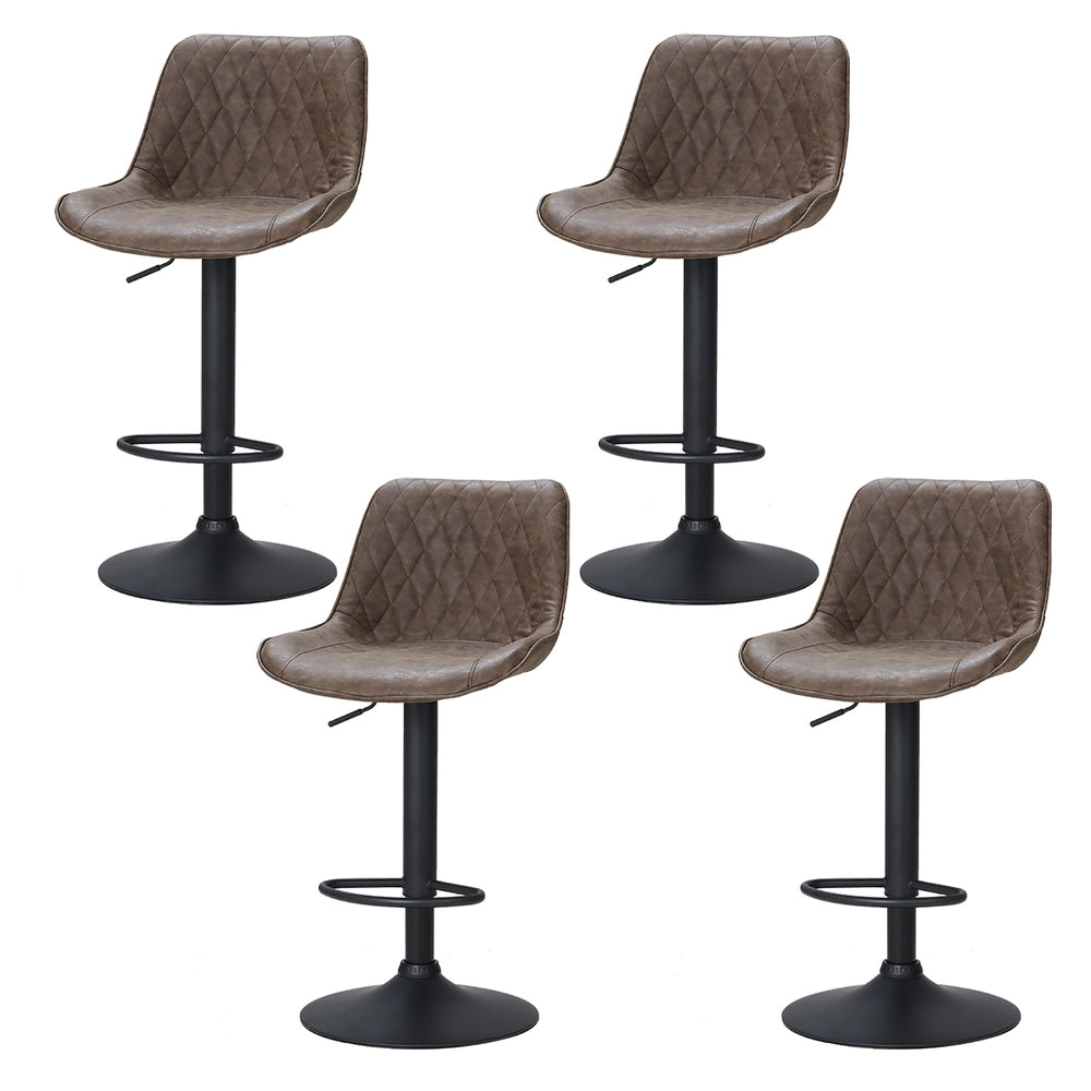 Set of 4 Barcelona Bar Stools Gas Lift Vintage Leather - Brown
