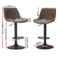 Set of 4 Barcelona Bar Stools Gas Lift Vintage Leather - Brown