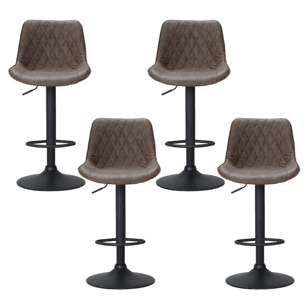 Set of 4 Barcelona Bar Stools Gas Lift Vintage Leather - Brown