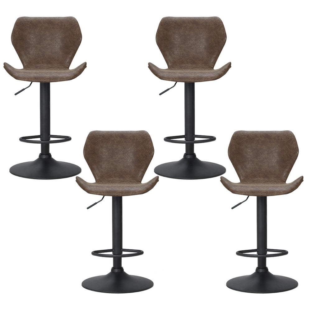 Set of 4 Swansea Bar Stools Vintage Leather Gas Lift - Brown