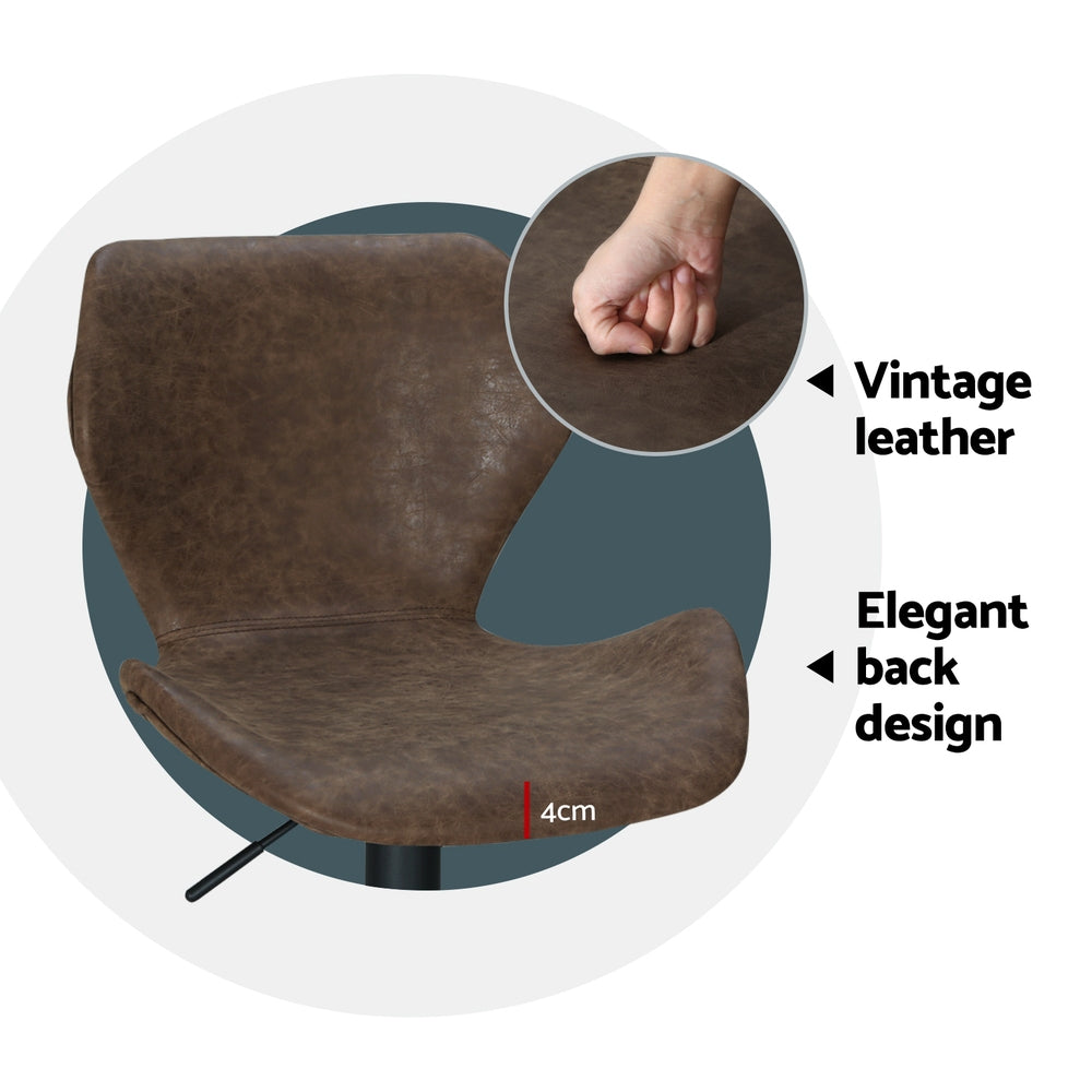 Set of 4 Swansea Bar Stools Vintage Leather Gas Lift - Brown