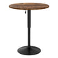 Artiss Height Adjustable Bar Table 360 Swivel Round Gaslift Design 60cm Rustic Brown Black