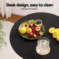 Artiss Bar Table Round Swivel Height Adjustable 62cm Modern PVC Leather Black