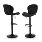 Set of 2 Lerwick Bar Stools Kitchen Swivel Gas Lift Counter Chair Shell Leather - Black