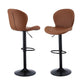Set of 2 Lerwick Bar Stools Kitchen Swivel Gas Lift Counter Chair Shell Leather - Brown