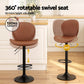 Set of 2 Lerwick Bar Stools Kitchen Swivel Gas Lift Counter Chair Shell Leather - Brown