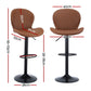 Set of 4 Lerwick Bar Stools Kitchen Swivel Gas Lift Counter Chair Shell Leather - Brown