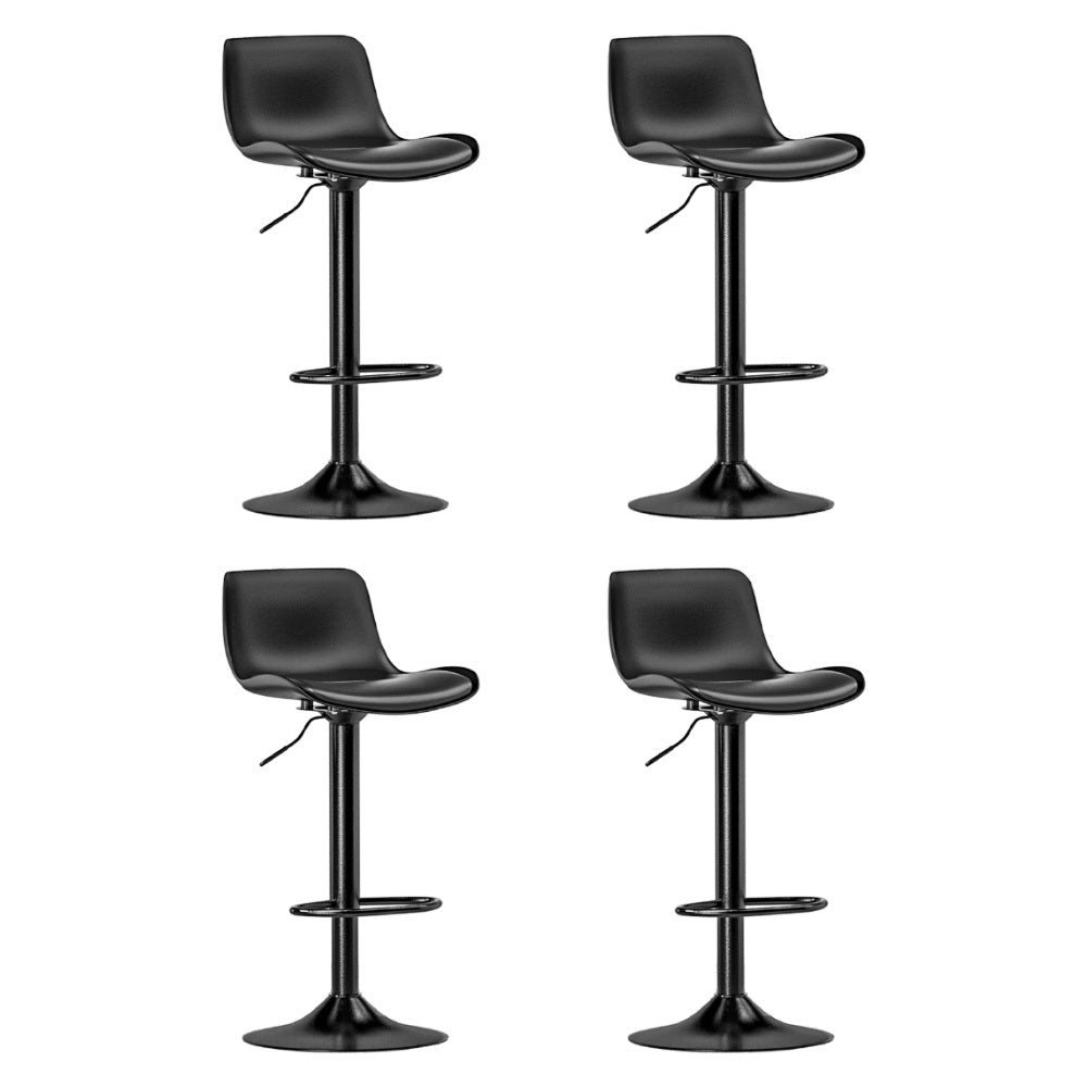 Set of 4 Cairo Bar Stools Padded Seat Gas Lift - Black