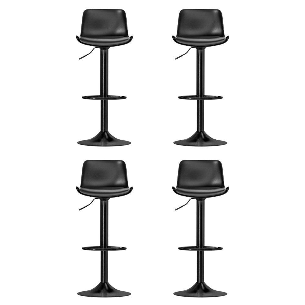 Set of 4 Cairo Bar Stools Padded Seat Gas Lift - Black