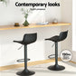 Set of 4 Cairo Bar Stools Padded Seat Gas Lift - Black
