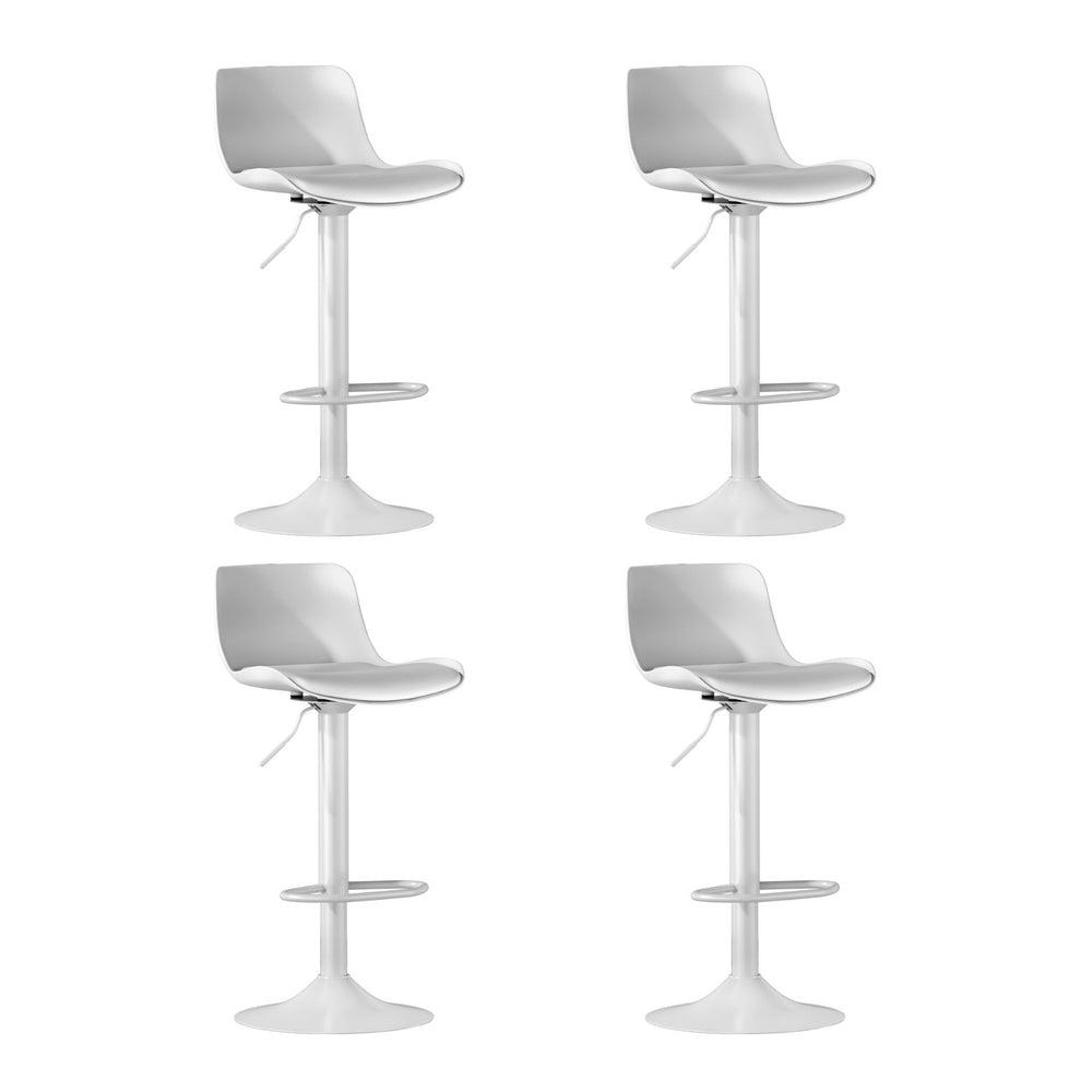 Set of 4 Cairo Bar Stools Kitchen Swivel Gas Lift Stool Leather Dining Chairs - White