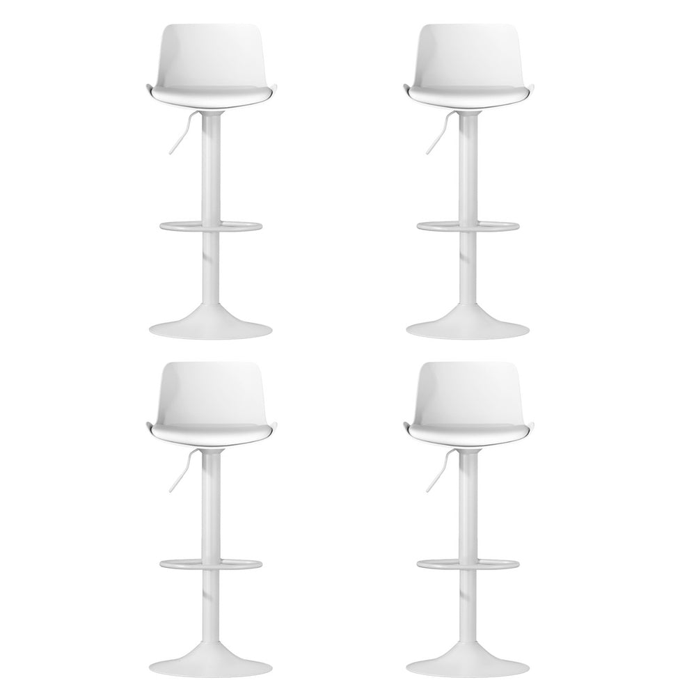 Set of 4 Cairo Bar Stools Kitchen Swivel Gas Lift Stool Leather Dining Chairs - White