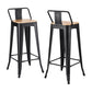 Set of 2 Olyka Bar Stools Kitchen Counter High Chair Dining Stackable Metal - Black