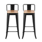 Set of 2 Olyka Bar Stools Kitchen Counter High Chair Dining Stackable Metal - Black