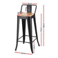 Set of 4 Olyka Bar Stools Kitchen Counter High Chair Dining Stackable Metal - Black