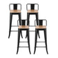 Set of 4 Olyka Bar Stools Kitchen Counter High Chair Dining Stackable Metal - Black