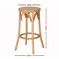 Set of 4 Giza Bar Stools Rattan Seat Wooden - Pine