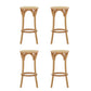 Set of 4 Giza Bar Stools Rattan Seat Wooden - Pine