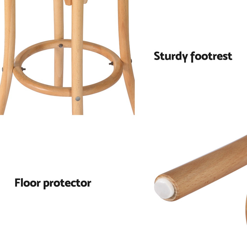 Set of 4 Giza Bar Stools Rattan Seat Wooden - Pine