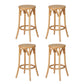 Set of 4 Giza Bar Stools Rattan Seat Wooden - Pine