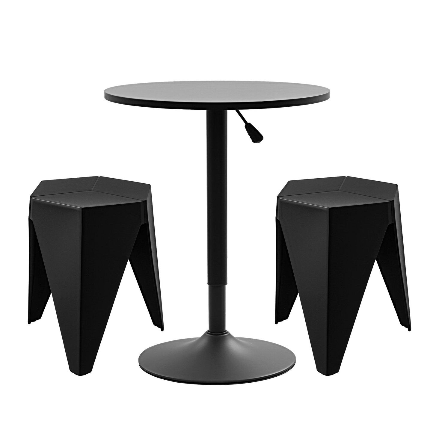 3-Piece Bicea Black Bar Table and Stools Set Kitchen Chairs Cafe Pub