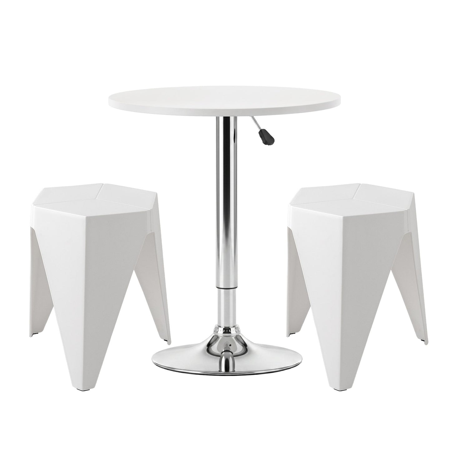 3-Piece Bicea White Bar Table and Stools Set Kitchen Chairs Cafe Pub