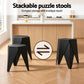 3-Piece Bicea Black Bar Table and Stools Set Kitchen Chair PVC Leather