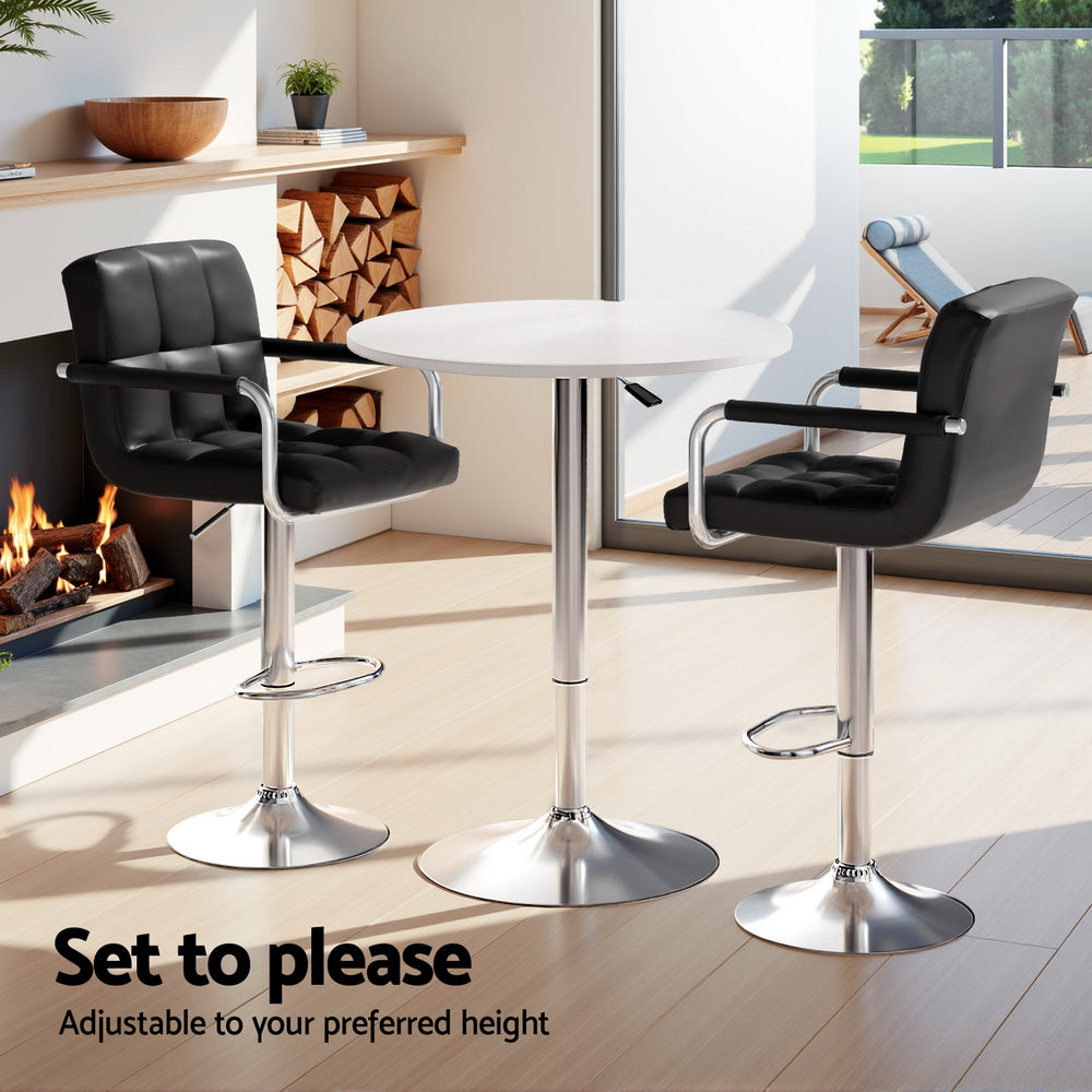 3-Piece Daria White Bar Table and Stools Set Kitchen Chairs Cafe Pub