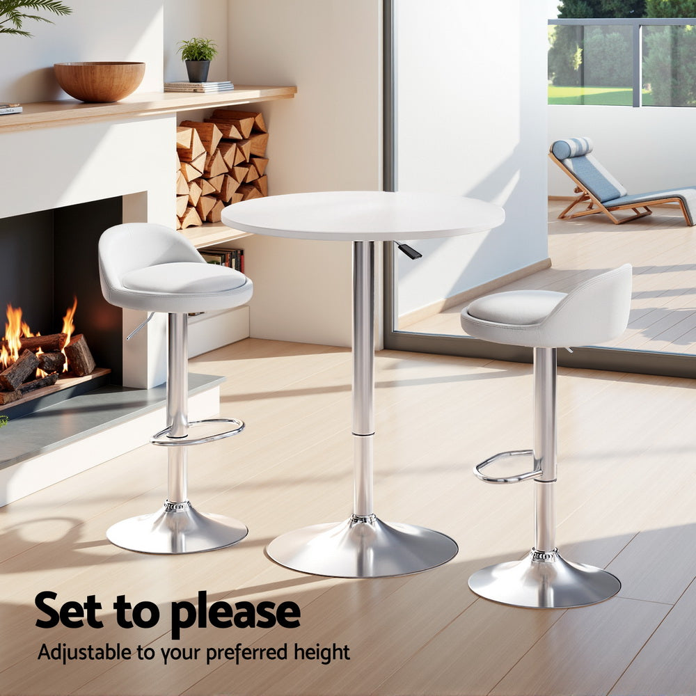 3-Piece Daria White Bar Table and Stools Set Kitchen Chairs Cafe Pub