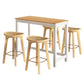 5-Piece Guido Natural Bar Table and Stools Set Kitchen Chairs Cafe Pub