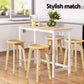 5-Piece Guido Natural Bar Table and Stools Set Kitchen Chairs Cafe Pub