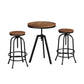 3-Piece Maira Wood Bar Table and Stools Set Industrial Kitchen Chairs Cafe Pub