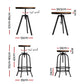 3-Piece Maira Wood Bar Table and Stools Set Industrial Kitchen Chairs Cafe Pub