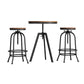 3-Piece Maira Wood Bar Table and Stools Set Industrial Kitchen Chairs Cafe Pub
