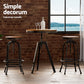 3-Piece Maira Wood Bar Table and Stools Set Industrial Kitchen Chairs Cafe Pub