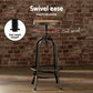 3-Piece Maira Wood Bar Table and Stools Set Industrial Kitchen Chairs Cafe Pub
