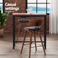 3-Piece Nerio Wood Bar Table and Stools Set Kitchen Chairs Cafe Pub